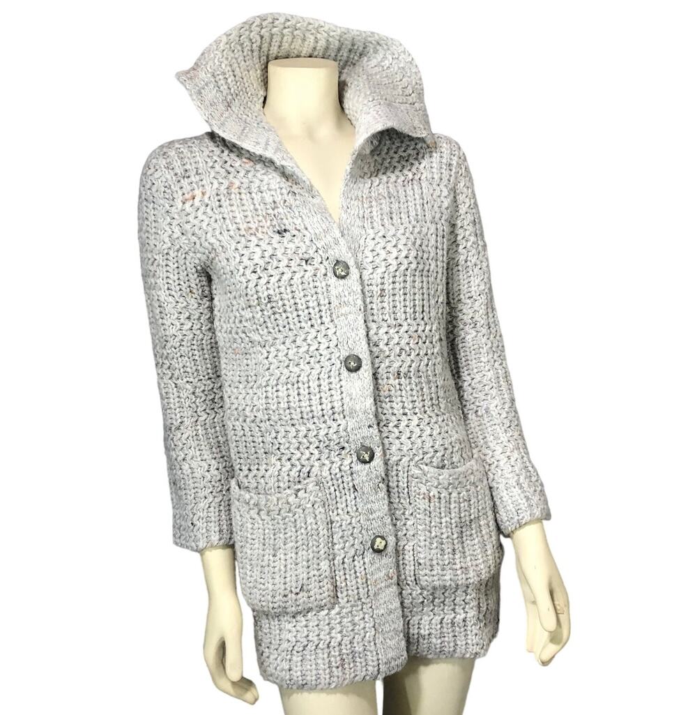 Vintage Duet creations chunky knit gray flecked Cardigan size small